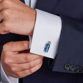 Sterling Silver Blue Golf Bag Cufflinks
