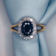 9ct Gold Sapphire & Diamond cluster ring