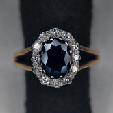 9ct Gold Sapphire & Diamond cluster ring