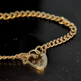 9ct Rose Gold Bracelet, with heart shaped padlock