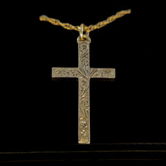 9ct yellow gold Cross Pendant w/ fine chain