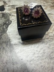 18ct white gold ruby and diamond cluster earrings