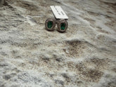 18ct white gold oval emerald and diamond cluster earrings
