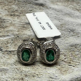 18ct White Gold Emerald & Diamond earrings