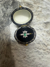 18ct yellow gold emerald and diamond cluster ring