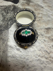 18ct yellow gold emerald and diamond cluster ring