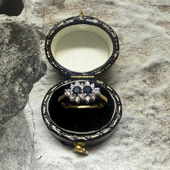 18ct Yellow Gold Sapphire & Diamond cluster ring