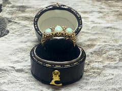 18ct yellow gold 3-stone opal and diamond ring
