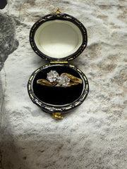 18ct yellow gold diamond crossover ring