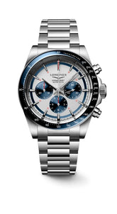 Longines Conquest Chronograph 42mm - Silver Matt With Blue Counters dial
