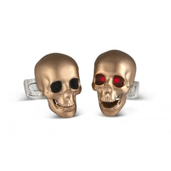 Skull Cufflinks with LED Eyes in Rose Gold Satin Finish