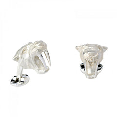 Sterling Silver with Diamond eyes Saber-Tooth Tiger Cufflinks