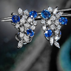 18ct White Gold - Sapphire & Diamond earrings