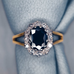 9ct Gold Sapphire & Diamond cluster ring