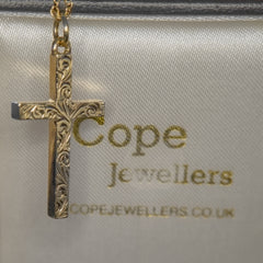 9ct yellow gold Cross Pendant w/ fine chain