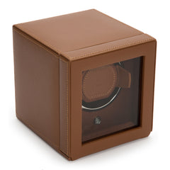 WOLF 'Cub' Single Watch Winder - Cognac Pebble