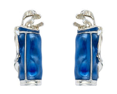 Sterling Silver Blue Golf Bag Cufflinks