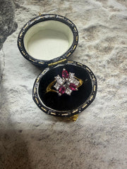 18ct yellow gold ruby and diamond cluster ring