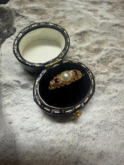 18ct yellow gold ruby and pearl diamond ring