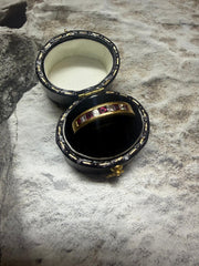 18ct yellow gold 9-stone ruby and diamond half eternity ring