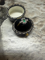 18ct yellow gold emerald and diamond cluster ring