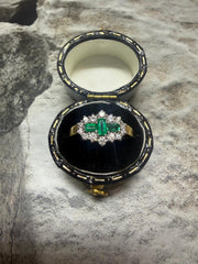 18ct yellow gold emerald and diamond cluster ring