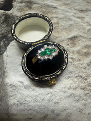 18ct yellow gold emerald and diamond cluster ring