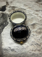 Platinum sapphire and diamond ring