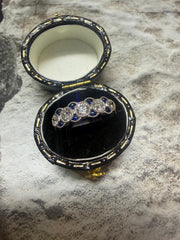 Platinum sapphire and diamond ring