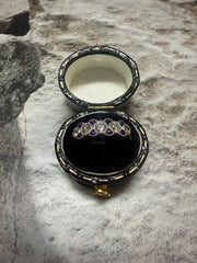 Platinum sapphire and diamond ring