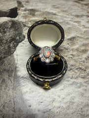 18ct yellow gold opal and diamond cluster ring