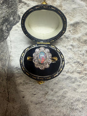 18ct yellow gold opal and diamond cluster ring