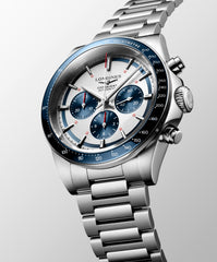 Longines Conquest Chronograph 42mm - Silver Matt With Blue Counters dial