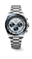 Longines Conquest Chronograph 42mm - Silver Matt With Blue Counters dial